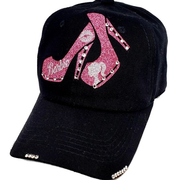 Barbie with Sexy Heel on Black Fitted Baseball Cap - Picture 2 of 5